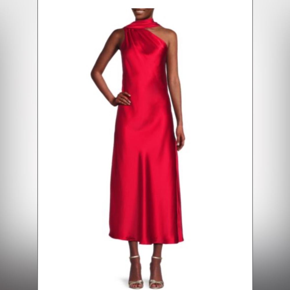Renee C. Red Satin Dress small